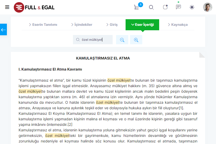 Eserin İç Metinlerinde Arama