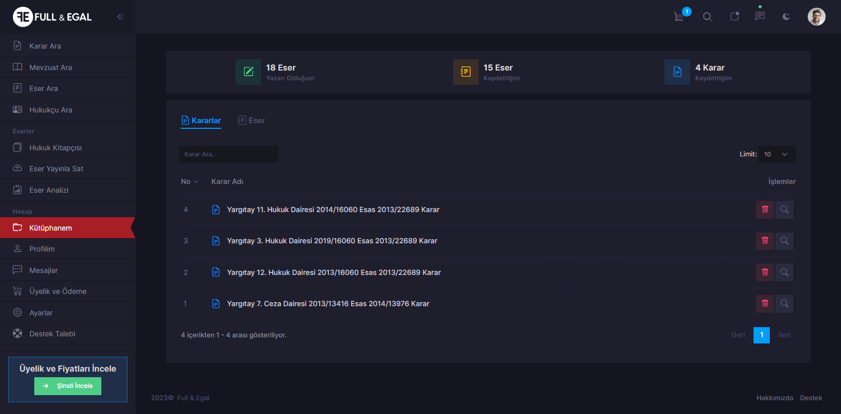 Karar ve Eserlerin Kütüphaneye Eklenmesi